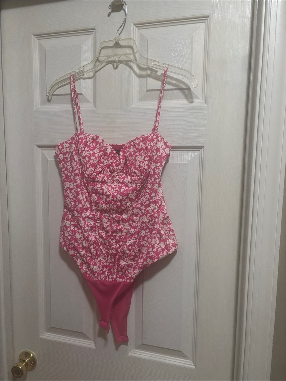Zara Pink Floral Ruched One-Piece Bodysuit